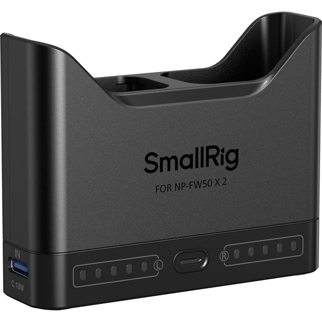 SmallRig NP-FW50 Cargador Doble Batería Cámara con Entrada USB-C y Cable