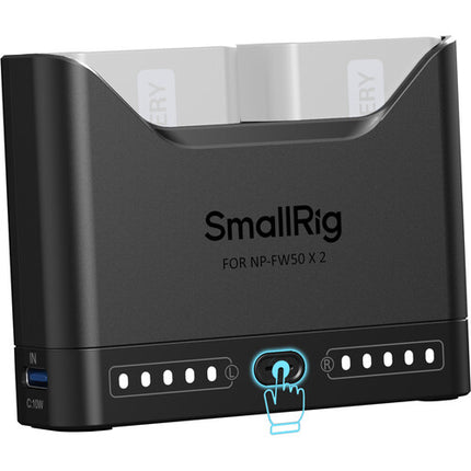 SmallRig NP-FW50 Cargador Doble Batería Cámara con Entrada USB-C y Cable