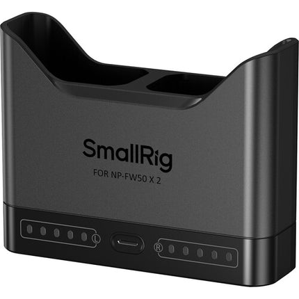 SmallRig NP-FW50 Cargador Doble Batería Cámara con Entrada USB-C y Cable