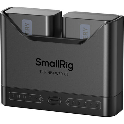 SmallRig NP-FW50 Cargador Doble Batería Cámara con Entrada USB-C y Cable
