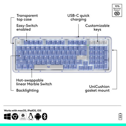 Logitech Alto Keys K98M Teclado Inalámbrico Bluetooth LE 12 Meses Batería