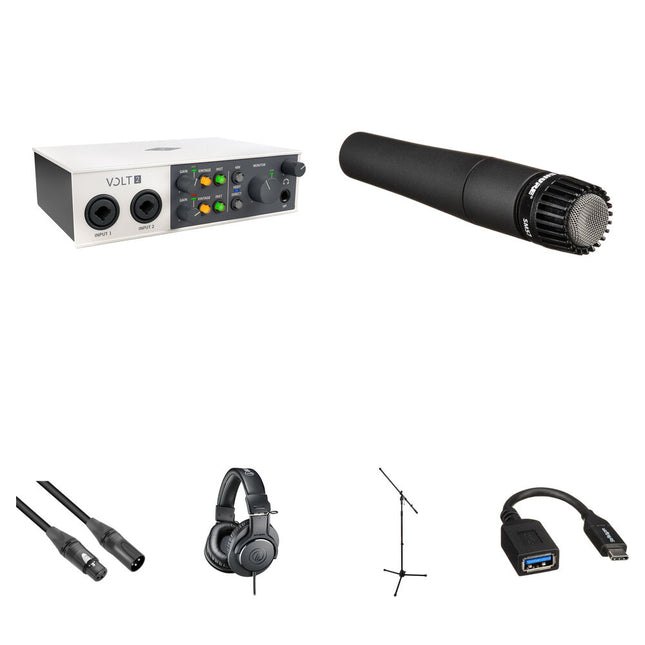 Universal Audio Volt 2 Interfaz de Audio MIDI USB-C con 24-Bit 192 kHz y Kit de Grabación de Guitarra