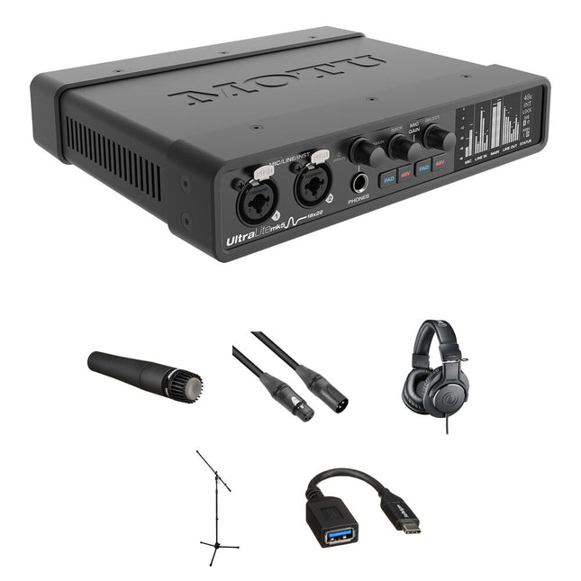 MOTU UltraLite-mk5 Interfaz de Audio MIDI USB-C 24-Bit 192kHz con Kit para Guitarra