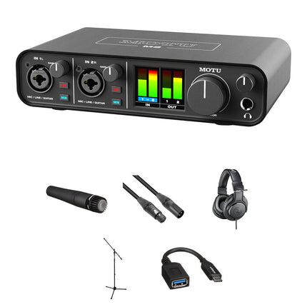MOTU M2 Interfaz de Audio MIDI USB-C 24-Bit 192 kHz con Kit para Guitarra