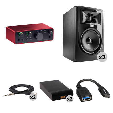 Focusrite Scarlett Solo USB-C 4th Gen Interfaz Audio con Monitores JBL 305P MkII 5"