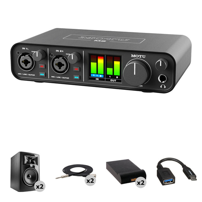 MOTU M2 Interfaz de Audio USB-C 24-Bit 192 kHz con Kit de Mezcla