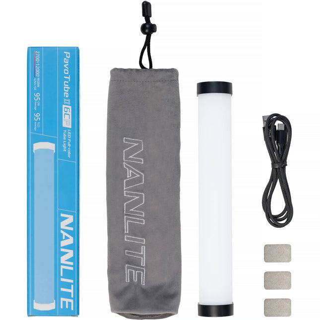 Nanlite PavoTube II 6CP Tubo LED RGB 10" Batería USB-C 2400-12000K