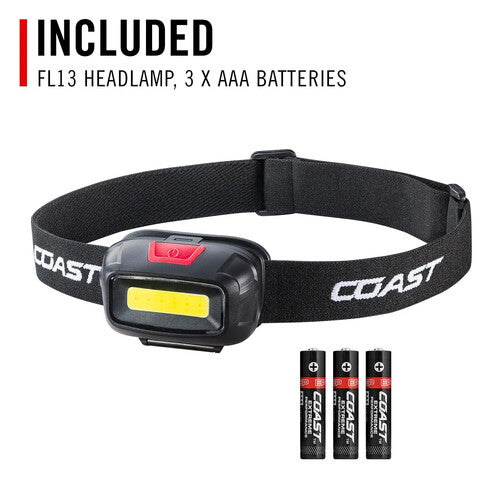 COAST FL13 Linterna Frontal LED COB Dual 250 Lumen Ajustable Con Baterías AAA