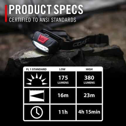 COAST FL13 Linterna Frontal LED COB Dual 250 Lumen Ajustable Con Baterías AAA