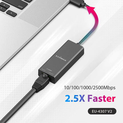 EDIMAX Technology Adaptador USB-C a Ethernet 2.5Gbps RJ45 Ligero y Portátil