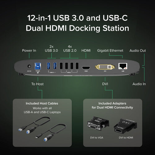 Plugable USB 3.0 Estación de Acoplamiento para 2 Monitores WUXGA 60 Hz