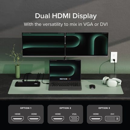 Plugable USB 3.0 Estación de Acoplamiento para 2 Monitores WUXGA 60 Hz