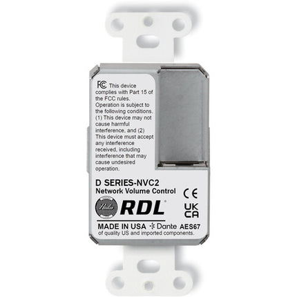 RDL DB-NVC2 Control de Volumen en Red Dante AES67 con LCD y PoE