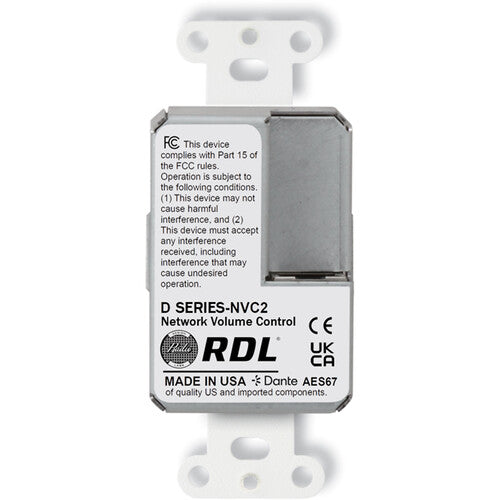 RDL DB-NVC2 Control de Volumen en Red Dante AES67 con LCD y PoE