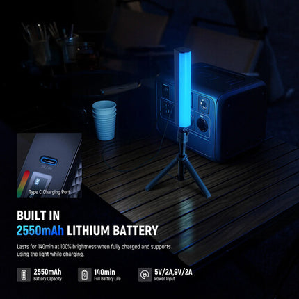 Neewer TL21C Varita de Luz RGB 9" con Trípode de Mesa y Batería 2550mAh