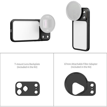 SmallRig Funda Fotográfica Bumper para iPhone 17 Pro Negro con Adaptador de Lentes T-Mount y Filtro 67mm