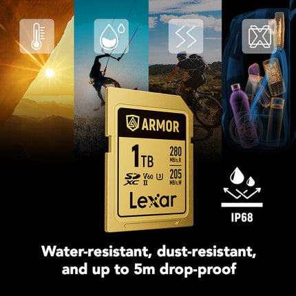 Lexar 1TB ARMOR GOLD UHS-II Tarjeta de Memoria SDXC 280 MB/s Lectura 205 MB/s Escritura