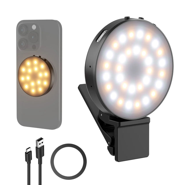 Neewer NL32R Bi-Color LED Luz Selfie Magnética 2700-7500K 840 Lux con Accesorios