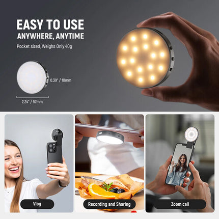 Neewer NL32R Bi-Color LED Luz Selfie Magnética 2700-7500K 840 Lux con Accesorios