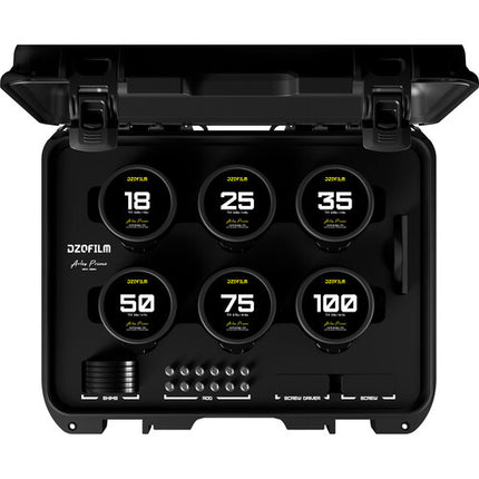 DZOFilm Arles FF/VV Prime Cine Juego de 6 Lentes Full-Frame T1.4 con Estuche rígido