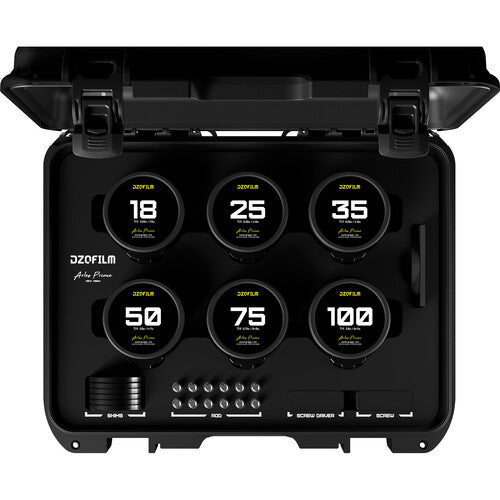 DZOFilm Arles FF/VV Prime Cine Juego de 6 Lentes Full-Frame T1.4 con Estuche rígido