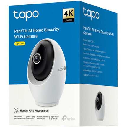 TP-Link Tapo C260 Cámara de Seguridad Wi-Fi Interior UHD 4K 40 pies Visión Nocturna Panorámica 360°