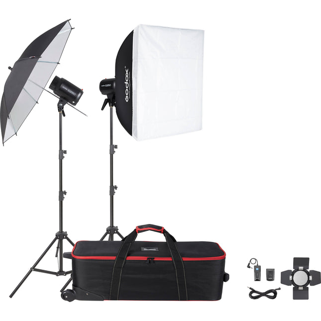Godox E Series Kit de Flash de Estudio 2 Luces 250Ws Softbox 60x60 cm Paraguas