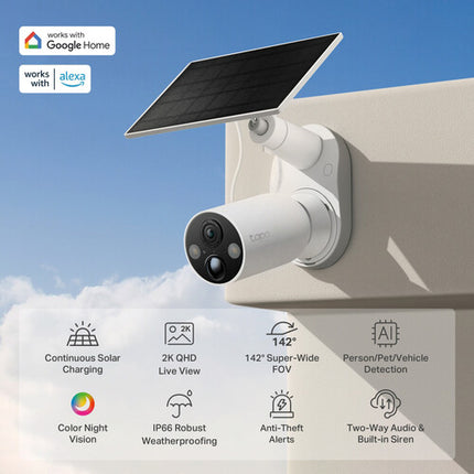 TP-Link Tapo C425 V2 Cámara de Seguridad Solar 2560x1440 30fps Kit
