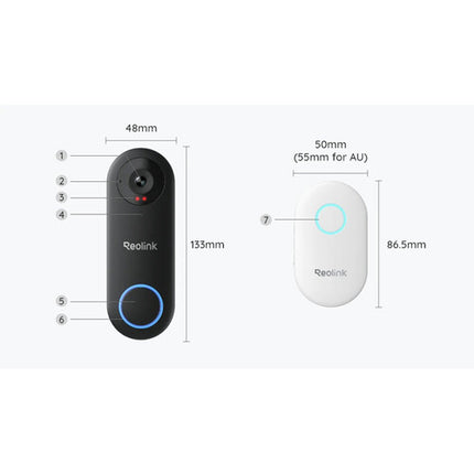 Reolink 2K Videoportero Wi-Fi 4MP Batería 7000mAh con Timbre