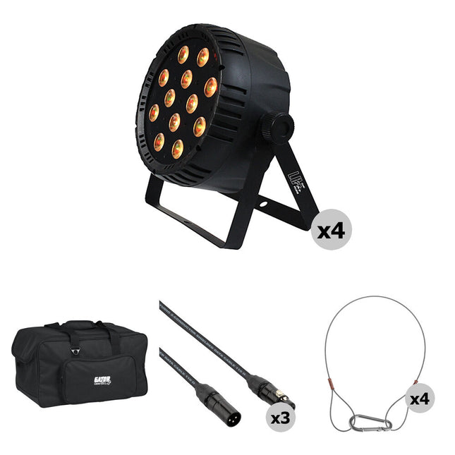 Blizzard LB-Par Quad RGBW Luz LED Cuádruple 4-Pack con Estuche y Cables DMX