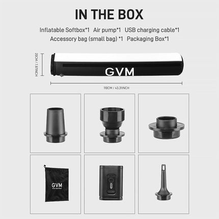 GVM AT100 Tubo Inflable Softbox para Iluminación con Bolsa y Bomba