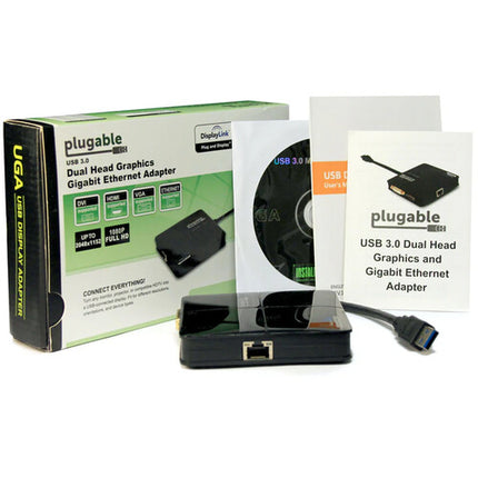 Plugable USB 3.0 Dock Estación de Doble Pantalla 1920x1200 Gigabit Ethernet