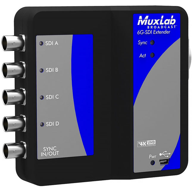 MuxLab Broadcast 6G-SDI Extensor 4K sobre UTP con Fuente 48V