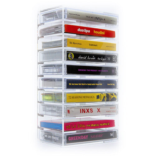 WE ARE REWIND Cassette Rack soporte para 10 cintas acrílico transparente montable
