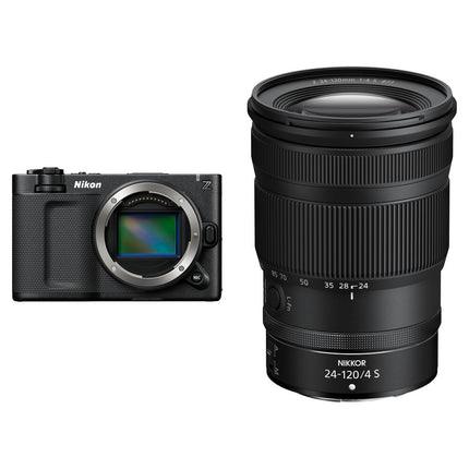 Cámara de cine Nikon ZR 6K Full-Frame con objetivo NIKKOR Z 24-120mm f/4