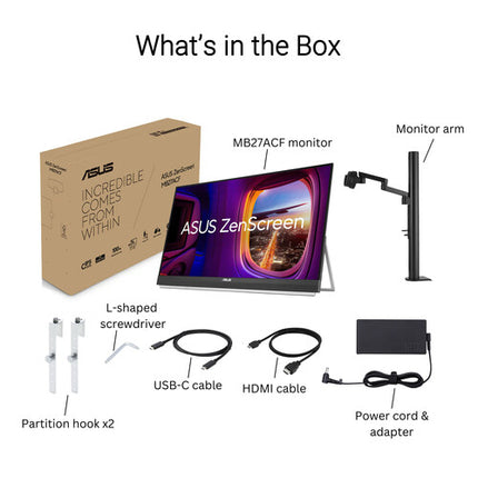 ASUS ZenScreen MB27ACF Monitor portátil 27" 1440p 100 Hz USB-C HDMI