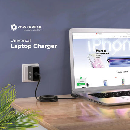 PowerPeak Cargador Universal para Portátil 100W con 13 Puntas Intercambiables