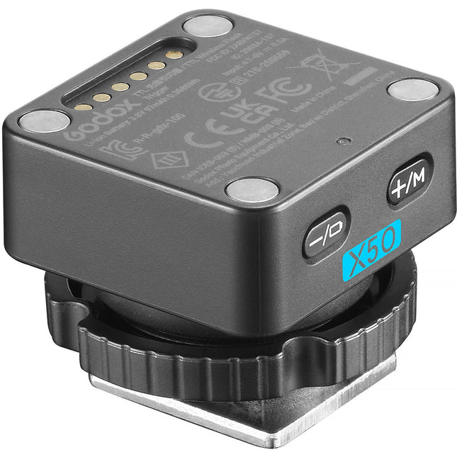 Godox X5O Disparador TTL inalámbrico para Olympus y Panasonic con zapata integrada y anillo de bloqueo