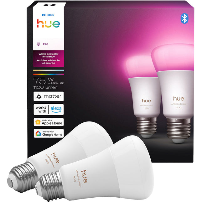 Philips Hue A19 Bombilla Bluetooth 1100 Lúmenes 1000-20000K 2-Pack