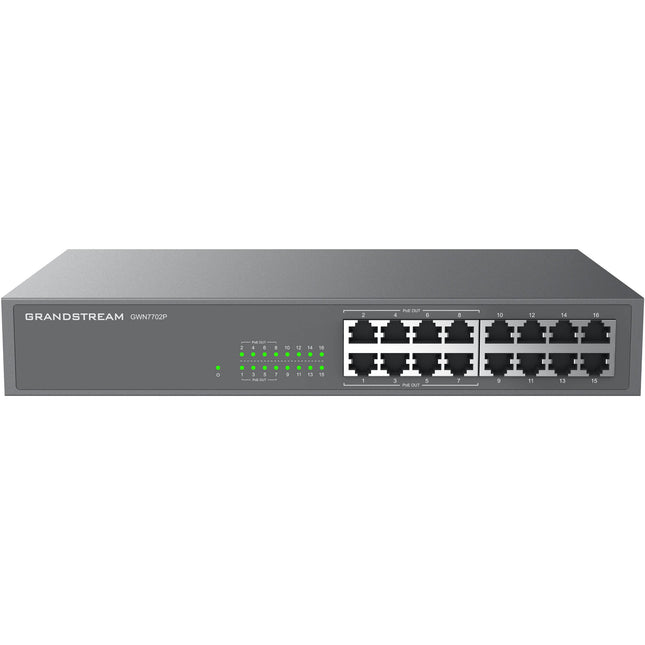 Grandstream GWN7702P Switch de Red No Gestionado 16 Puertos Gigabit 8 PoE+ 138W Rackmount