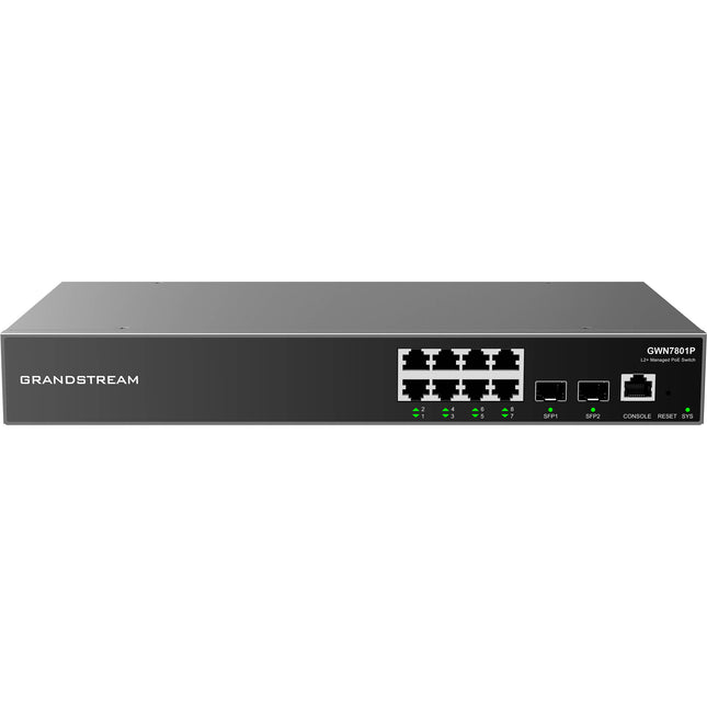 Grandstream Switch de Red PoE con 8 Puertos GigE y 2 Puertos SFP