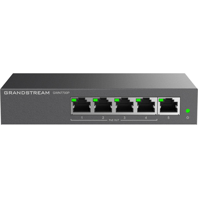 Grandstream GWN7700P Switch de Red Gigabit 5 Puertos 60W PoE+ Metal