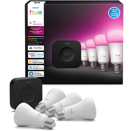 Philips Hue Kit de Inicio 4 Bombillas 1100 lúmenes Blanco y Color Ambiance