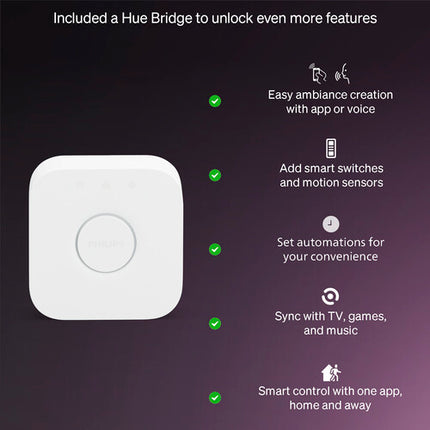 Philips Hue Essential Kit de Bombillas A19 800 Lúmenes 16 Millones de Colores 4 Unidades