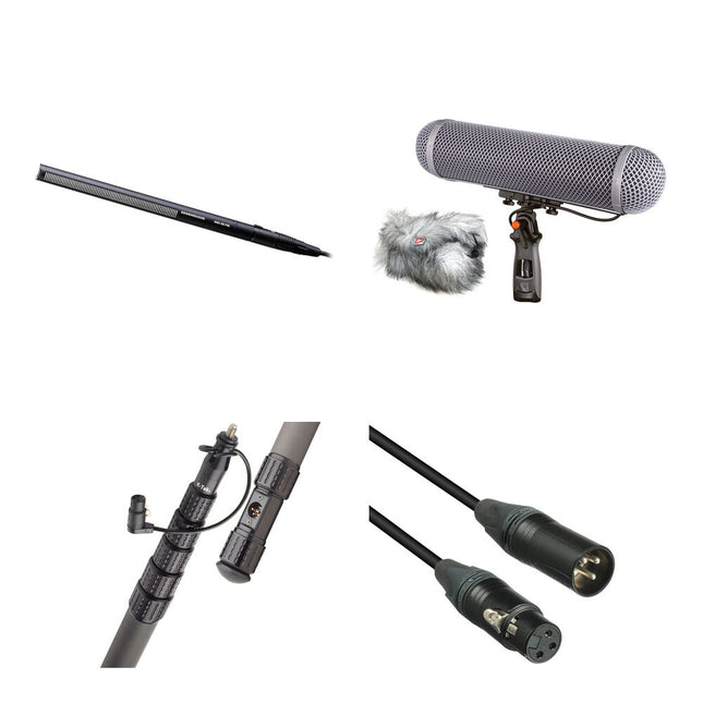 Sennheiser MKH 416-P48U3 Micrófono Shotgun Resistente a la Humedad Kit Completo de Grabación con Paraviento y Boompole de 2.7 m