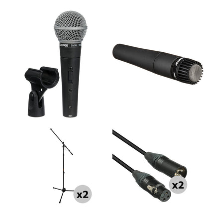 Kit Shure SM58S y SM57-LC Micrófonos con 2 Soportes Trípode y 2 Cables XLR 7.6m