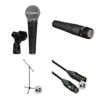 Shure SM58S SM57-LC Micrófonos Kit Con Soportes Y Cables 2x XLR Listo Para Vivo