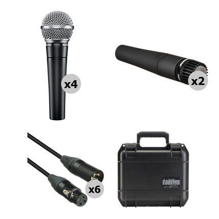 Shure SM58 y SM57 Micrófonos Dinámicos 6 XLR Cables Estuche para 12 Mics