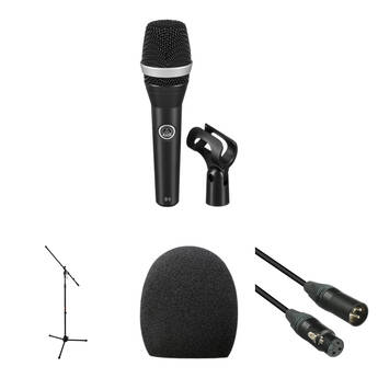 AKG D5 Micrófono Dinámico Pack En Vivo Con Soporte Boom Y Cable Sonido Claro