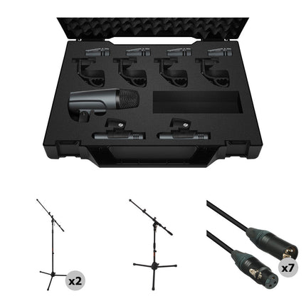 Sennheiser Drum Miking Kit micrófonos para batería 7 cables 3 tripods